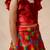 Red embroidered & printed chanderi silk lehenga choli & sherwani brother sister matching combo