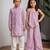 Purple embroidered chanderi co-ord set & kurta pant brother sister matching combo