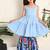 Blue ikat cotton sharara set & kurta jacket brother sister matching combo