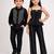 Black embroidered japanese crepe & cotton co-ord set & shirt brother sister matching combo