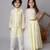 Lemon handwoven cotton lehenga choli & bandhgala brother sister matching combo