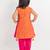 Pink & orange embroidered & solid cotton kurta set & kurta pant brother sister matching combo