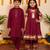 Burgundy handwoven cotton anarkali set & kurta pyjama brother sister matching combo