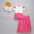 Pink & white printed cotton silk lehenga choli & kurta pyjama brother sister matching combo