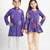 Purple printed cotton kurta set & kurta jacket brother sister matching combo