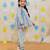 Blue printed & embroidered cotton kurta set & kurta pyjama brother sister matching combo