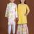 Yellow & multicolor printed cotton sharara set & kurta pant brother sister matching combo
