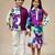 White & wine printed silk & linen dress & shirt brother sister matching combo