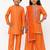 Orange embroidered & solid chanderi sharara set & kurta pyjama brother sister matching combo