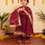 Burgundy handwoven cotton anarkali set & kurta pyjama brother sister matching combo