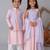 Pink handwoven cotton lehenga choli & bandhgala brother sister matching combo
