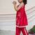 Red embroidered chanderi kurta set & kurta pant brother sister matching combo