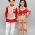 Beige & red embroidered cotton silk indo western set & kurta jacket brother sister matching combo