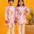 Pink & multicolor printed blended cotton kurta set & kurta pyjama brother sister matching combo
