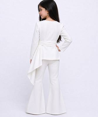 White embroidered & solid japanese crepe co-ord set & tuxedo brother sister matching combo 2