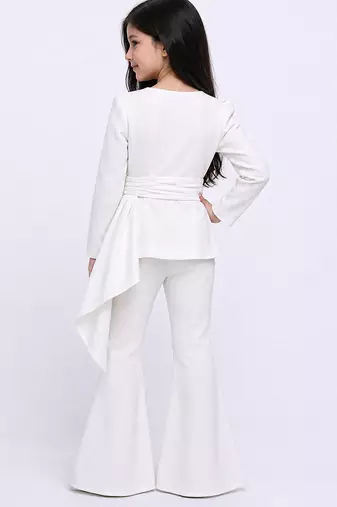 White embroidered & solid japanese crepe co-ord set & tuxedo brother sister matching combo