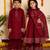 Maroon handwoven cotton anarkali set & kurta pyjama brother sister matching combo