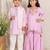 Lavender embroidered silk sharara set & kurta jacket brother sister matching combo