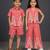 Dark pink & deep pink embroidered cotton co-ord set brother sister matching combo