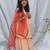 Peach embroidered cotton sharara set & kurta pyjama brother sister matching combo