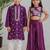 Purple embroidered silk palazzo set & kurta pyjama brother sister matching combo