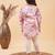 Pink & multicolor printed blended cotton kurta set & kurta pyjama brother sister matching combo