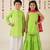 Green woven cotton kurta set & kurta pant brother sister matching combo