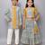 Orange & parrot green embroidered cotton silk lehenga choli & kurta pyjama sibling combo