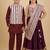 Burgundy & white embroidered cotton lehenga choli & kurta jacket brother sister matching combo