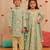 Yellow printed cotton anarkali set & kurta pyjama brother sister matching combo