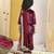 Maroon zari embroidered velvet & silk salwar suit & kurta pyjama brother sister matching combo