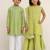 Green embroidered cotton & chanderi silk sharara set & kurta pyjama brother sister matching combo