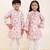 Pink printed silk & linen kurta set & kurta pant brother sister matching combo