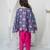 Pink & blue handwoven cotton indo western set & kurta pyjama brother sister matching combo