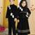 Black embroidered velvet lehenga choli & sherwani brother sister matching combo