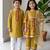 Lime green printed cotton kurta set & kurta pyjama brother sister matching combo