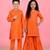 Orange woven cotton sharara set & kurta pant brother sister matching combo