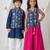 Pink & blue handwoven cotton sharara set & bandhgala brother sister matching combo