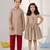 Mint green printed cotton dress & kurta pyjama brother sister matching combo
