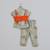 Grey & orange embroidered cotton silk indo western set & dhoti kurta brother sister matching combo
