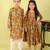 Green floral printed cotton dress & kurta pant brother sister matching combo