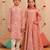 Pink printed cotton anarkali set & kurta pyjama brother sister matching combo