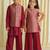 Maroon embroidered brocade co-ord set & kurta jacket brother sister matching combo