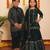 Green mimosa handwoven cotton lehenga choli & kurta jacket brother sister matching combo