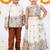 White printed cotton lehenga choli & bandhgala brother sister matching combo