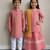 Rose pink & peach pink printed cotton lehenga choli & kurta pyjama brother sister matching combo