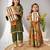 Green floral printed cotton dress & kurta pant brother sister matching combo