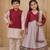 Maroon & grey embroidered chanderi silk lehenga choli & kurta jacket brother sister matching combo