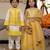 Yellow printed & embroidered organza lehenga choli & kurta jacket brother sister matching combo