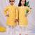 Yellow printed blended cotton kurta set & kurta pyjama brother sister matching combo